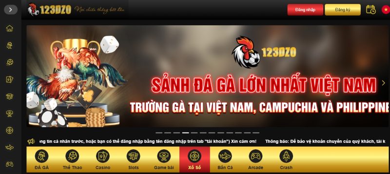 Nhà cái 123dzo có giao diện đơn giản đẹp mắt